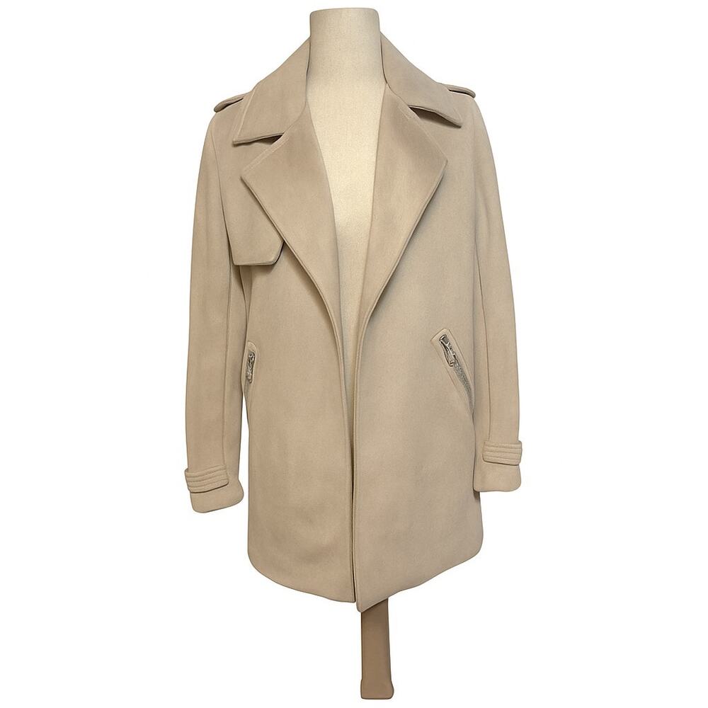 Magaschoni Size S/P Taupe Faux Suede Jacket Coat